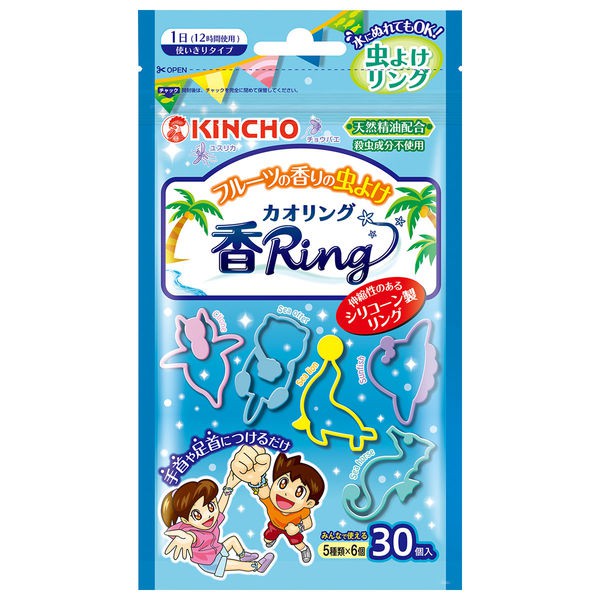 3-pack-6-pack-kincho-คินโช-kaori-ring-ยากันยุง-mosquito-bracelets-insect-repellent-ring-flower-scent-fruit-scent-30pcs