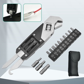 Multi Opening Adjustable Wrench Stainless Steel screwdriver With Hex Spanner Knife Cutter Outdoor Repair Hand Tool