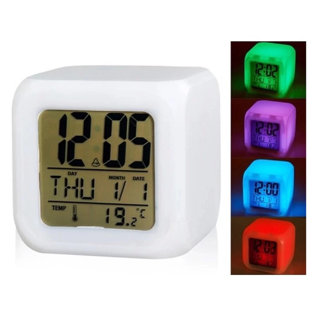 นาฬิกาลูกเต๋า Glowing LED Color Change Digital alarm Clock Shopee