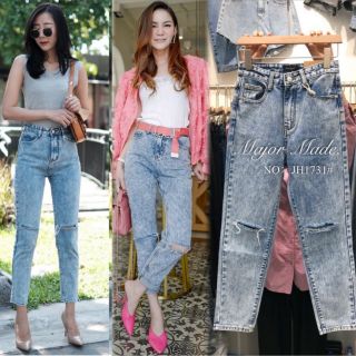 JH1731#ยีนส์บอยกรีดขาดมีS-XL#jeans house