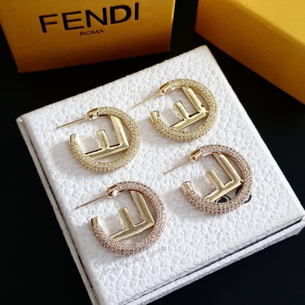 fendi-earring-งานเพชร-cz-แท้-เกรดจิวเวอรี่-เพชร-2-สี-เหลืองอ่อน-ชมพูอ่อน-งานสวยมาก