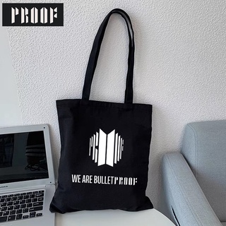 สินค้า PROOF AlbumGift Bags Canvas Bags Korean Shoulder Bag School Bag Kpop Tote Bag Women\'s Handbags Top-handle Bags(with Inner Pockets and Buttons)