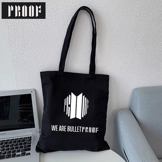 ราคาPROOF AlbumGift Bags Canvas Bags Korean Shoulder Bag School Bag Kpop Tote Bag Women\'s Handbags Top-handle Bags(with Inner Pockets and Buttons)