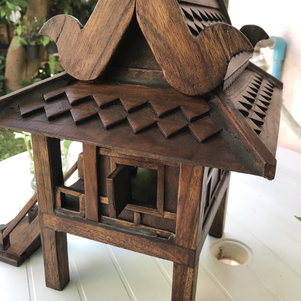 thai-house-golden-wooden-teak-shrine-ศาลพระภูมิไม้สัก-บ้านทรงไทย-ศาลพระภูมิ-บ้านเรือนไทยไม้สักทอง-ศาลไม้-39x36x32ซม