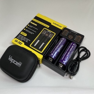 เครื่องชาร์จและถ่านของแท้100%[ถ่านชาร์จVapcell 18650 3100mAh ได้ถ่าน2ก้อน+เครื่องชาร์จถ่านLiitokala Lii-202]