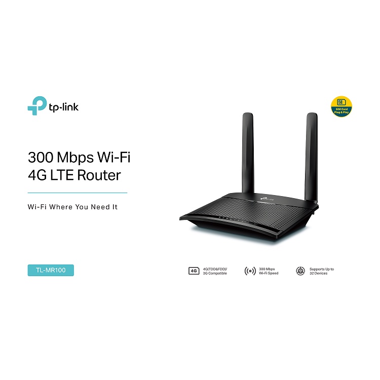 tp-link-เร้าเตอร์ใส่ซิม-4g-router-รุ่น-tl-mr100-รองรับซิมทุกเครือข่าย