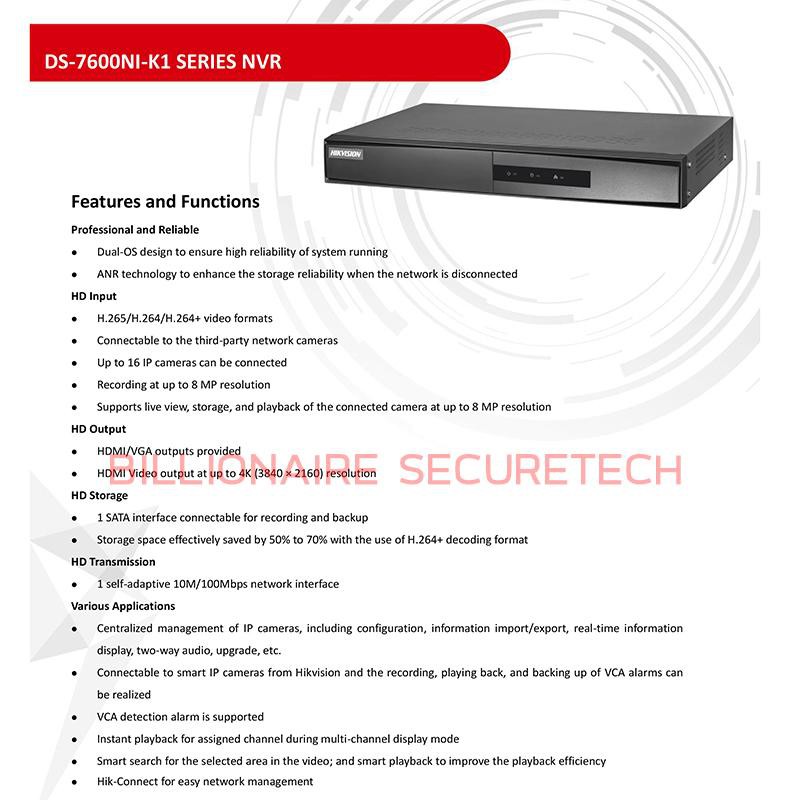 ภาพหน้าปกสินค้าHIKVISION เครื่องบันทึกกล้องวงจรปิดสำหรับ IP CAMERA (NVR) 4CH รุ่น DS-7604NI-K1 จากร้าน billionaire_securetech บน Shopee