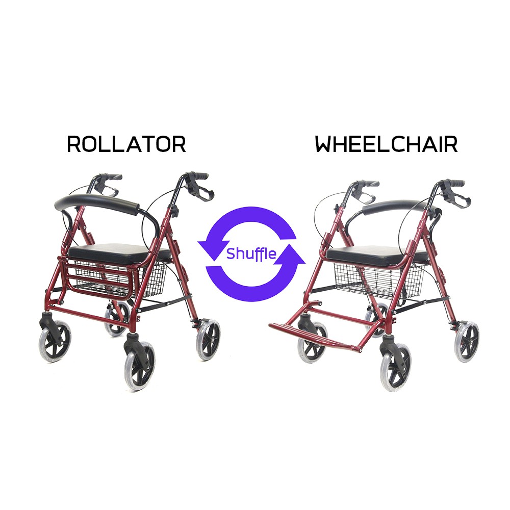 wheelchair-rollator-รถเข็นหัดเดิน-มีที่วางเท้า-2-in-1-ล้อ-8-นิ้ว-พับได้-สีแดง