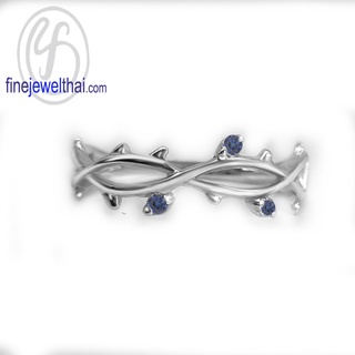 Finejewelthai-แหวนไพลิน-ไพลินแท้-แหวนเงินแท้-พลอยประจำเดือนเกิด-Blue-Sapphire-Silver-Ring-Birthstone-R1374bl