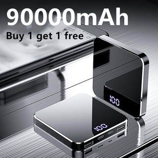 【ซื้อ 1 แถม 1】[แพ็คส่ง1วัน]  แบตสำรอง 90000mAh Power Bank ของแท้100%  สายชาร์จ Micro USB แบตเตอรี่สำรอง powerbank