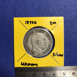 เหรียญเงิน#14768 ปี1877 เยอรมัน 2 MARK เดิมๆ เหรียญสะสม เหรียญต่างประเทศ เหรียญหายาก