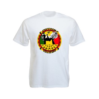 เสื้อยืดราสต้า Tee-Shirt Freedom Jamaican Rastafari White Tee-Shirt