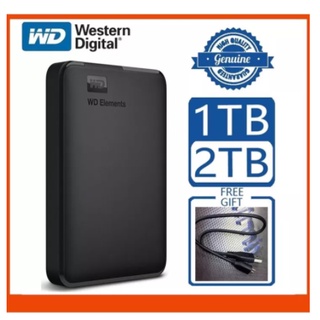สินค้า Wd Element 1TB/2TB Hdd External USB3.0 Western Digital ฮาร์ดไดรฟ์ภายนอก