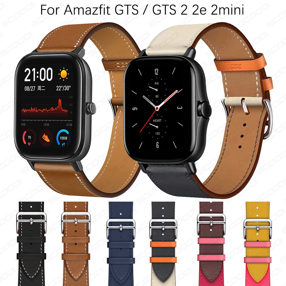 ภาพหน้าปกสินค้าสายนาฬิกาข้อมือ หนัง สำหรับ for Xiaomi Huami AMAZFIT GTS/GTS 4 3 2 2e 2Mini/GTS 4 Mini
