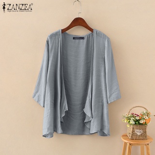 สินค้า zanzea เสื้อคลุมคาร์ดิแกนสําหรับสตรีแขนยาวครึ่งแขนทรงหลวม