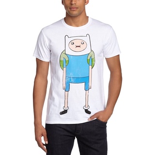 【🔥🔥】100%cotton เสื้อ ยืด ราคา ส่ง Adventure Time Finn Print T-Shirt White Extra Large men เสื้อ ยืด ผู้ชาย คอกลม โอเวอ