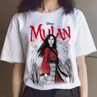 เสื้อยืด Mulan  Funny Cartoon Disney Princess T Shirt Vintage Graphic Streetwear T-shirt Summer Tshirt 90s