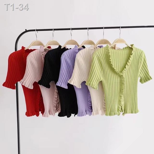 พร้อมส่ง-004-ครอปติดกระดุมผ่า-ทรงเจนนี่-jenny-bp