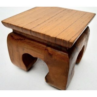 โต๊ะฐานรองพระ ขาสิงห์ ทรงสูง ขนาด 4x4 นิ้ว ทำด้วยไม้สัก งาน Handmade สำหรับวางพระพุทธรูป