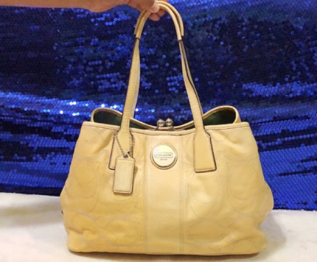 coach-signature-patent-leather-carryall-shoulder-handbag-แท้