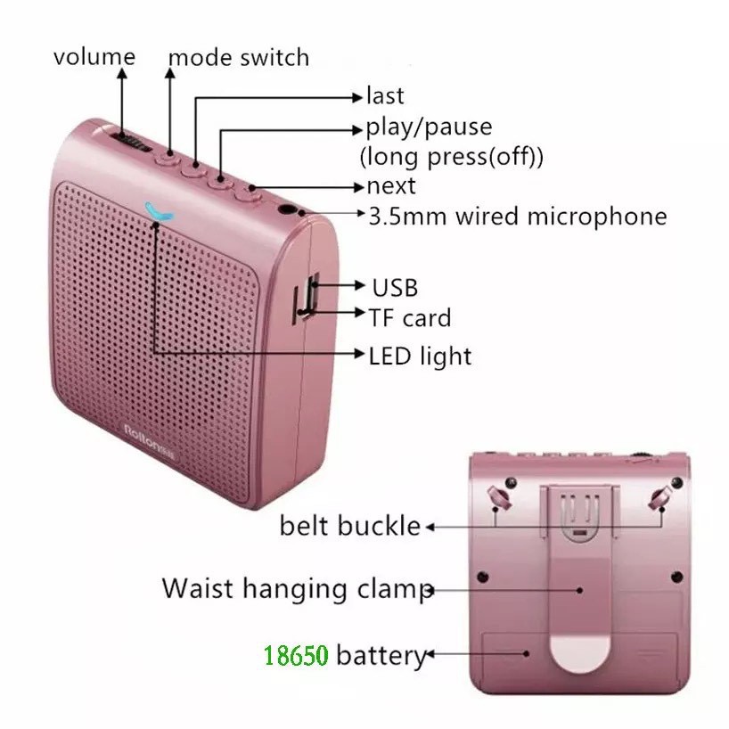 Rolton K100 ไมค์ช่วยสอน ไมค์สอนนักเรียน ไมค์สอนหนังสือ ลำโพงพกพา ลำโพง ไมค์ โทรโข่ง