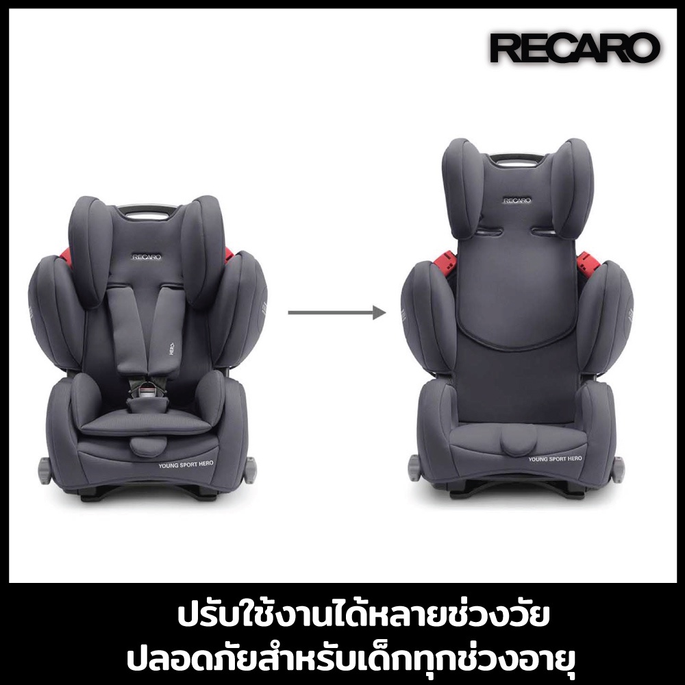 ภาพสินค้าRecaro Young Sport Hero Prime คาร์ซีท พนักพิงศีรษะปรับความสูงได้ 3 ระดับ มาพร้อมเข็มขัดนิรภัย 5 จุด จากร้าน kiddopacific บน Shopee ภาพที่ 2