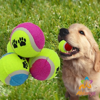 Ahlanya ลูกเทนนิสสำหรับสัตว์เลี้ยง ลูกบอลฝึกสุนัขและแมว โยนเล่นกับสุนัข จัดส่งคละสี  Pet plush tennis