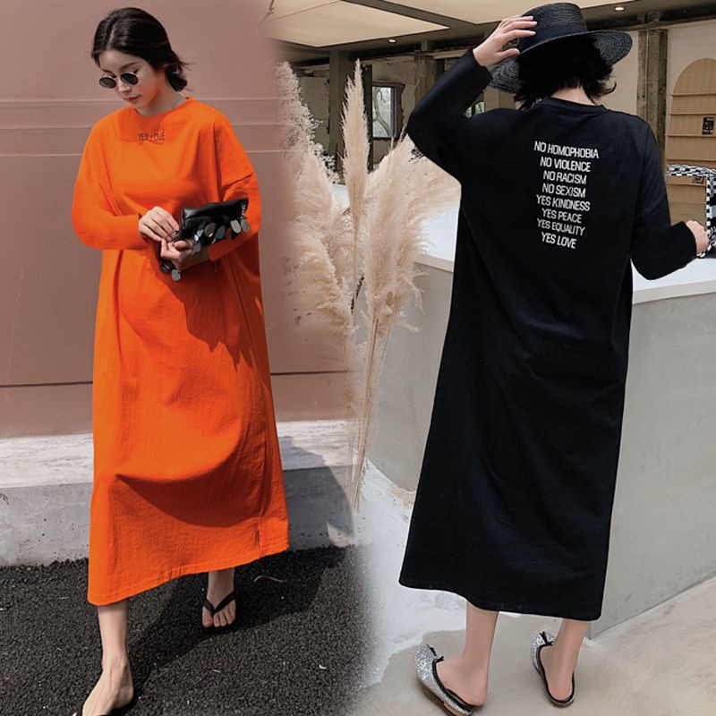 korean-style-dress-long-sleeve-long-loose-dress