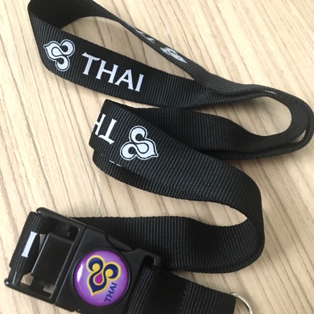 สายคล้องคอ-สายห้อยบัตร-การบินไทย-สีดำ-new-คุณภาพสูง-ขนาด-2cm-สายนุ่มวัสดุอย่างดี-tg-thai-airways-landyard-necklace