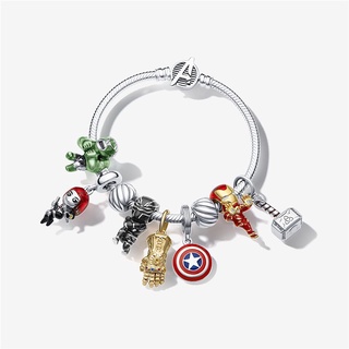 ถุงมือ ลาย Avengers Marvel Thor Hammer Beauty Shield Infinity Panther Iron Man Hulk สีดํา สําหรับสร้อยข้อมือ Pandora