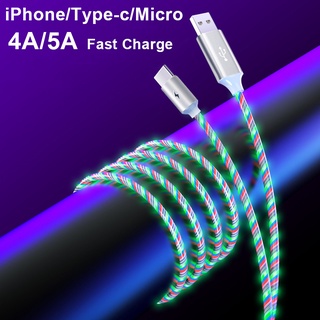 สายเคเบิล USB Led เรืองแสง 4A 5A ชาร์จเร็ว (1 เมตร 2 เมตร) สําหรับ Android MicroUSB Type-C iPhone 2022