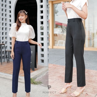 PERFECT PANTS กางเกงขากระบอกเล็กตะขอหน้ามีหู กางเกงทำงานเอวสูง กางเกงผู้หญิง S-XXL