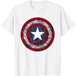 เสื้อยืดผ้าฝ้ายพรีเมี่ยม เสื้อยืด พิมพ์ลายการ์ตูน Marvel Captain America Avengers Shield สําหรับผู้ชาย