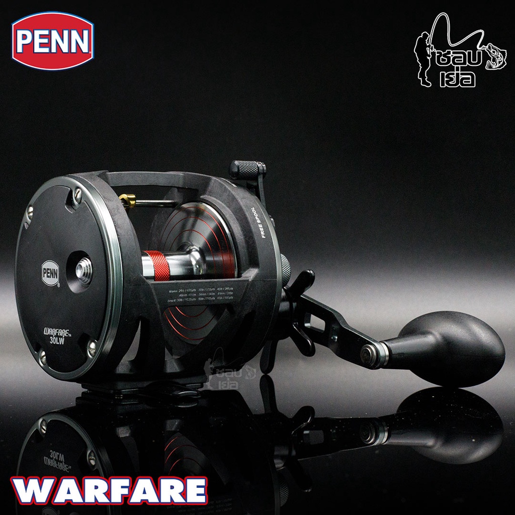 รอกตกปลา-penn-warfare-สีดำ-เหมาะสำหรับตกปลาบึกและปลาทะเล-ขนาดใหญ่-มีให้เลือก-3-เบอร์