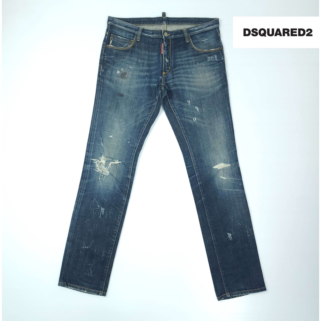 ยีนส์-dsquared2-s74la0322-เอว-33-34-ผ้าด้าน-ขากระบอกเล็ก-โลโก้ต่ำ