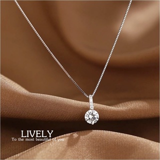 s925 Lively necklace สร้อยคอเงินแท้ จี้เพชร สวยเรียบง่าย ใส่สบาย เป็นมิตรกับผิว