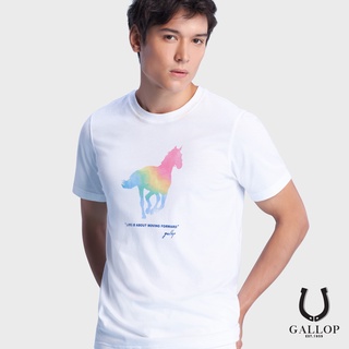 GALLOP : เสื้อยืดคอกลมพิมพ์ลาย BASIC -T-SHIRT (Round-necked) / รุ่น GT9084 สีขาว ราคา 790.-