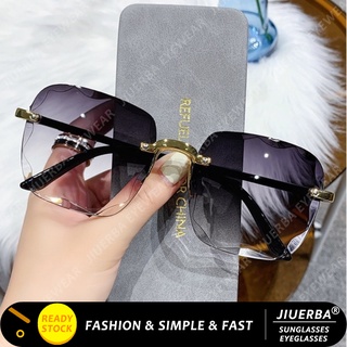 ภาพหน้าปกสินค้า(JIUERBA) ใหม่ แว่นตากันแดด ไล่โทนสี ไม่มีขอบ ป้องกันรังสี UV400 แฟชั่นเรโทร สําหรับผู้หญิง ที่เกี่ยวข้อง