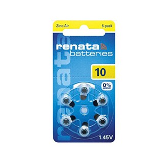 สินค้า ถ่านเครื่องช่วยฟัง Renata เบอร์ 10 ZA10 PR70 1.45V (ของแท้ 100%) - แผง 6 ก้อน