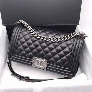 New Chanel Boy 10” Black Caviar Rhw