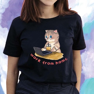 (พร้อมส่ง)เสื้อยืดลายน้องแมว เสื้อยืดแฟชั่นผู้หญิง เสื้อยืดลายมินิมอลน่ารัก ผ้าCotton TB0261