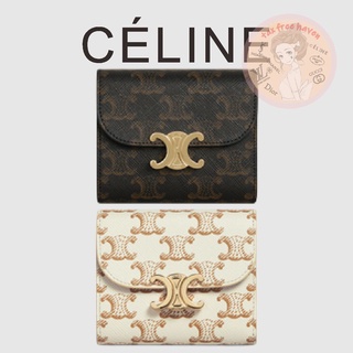 Shopee ราคาต่ำสุด 🔥ของแท้ 100% 🎁Celine Brand New TRIOMPHE Small TRIOMPHE Leatherette Wallet