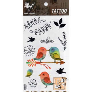 Tattoo ลาย นก Bird ดอกไม้ แท็ททู สติกเกอร์ HM1044