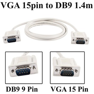 สายแปลง VGA 15pin to DB9 ยาว 1.5m RS232 DB9 9 Pin Male to VGA Video 15 Pin Male Adapter Cable Light Gray