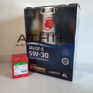 อิเดมิซึ 5w30 IDEMITSU 5W-30 FULLY SYNTHETIC เครื่องยนต์เบนซิน ขนาด 4 ลิตร แถมกรองเครื่อง ฟรี