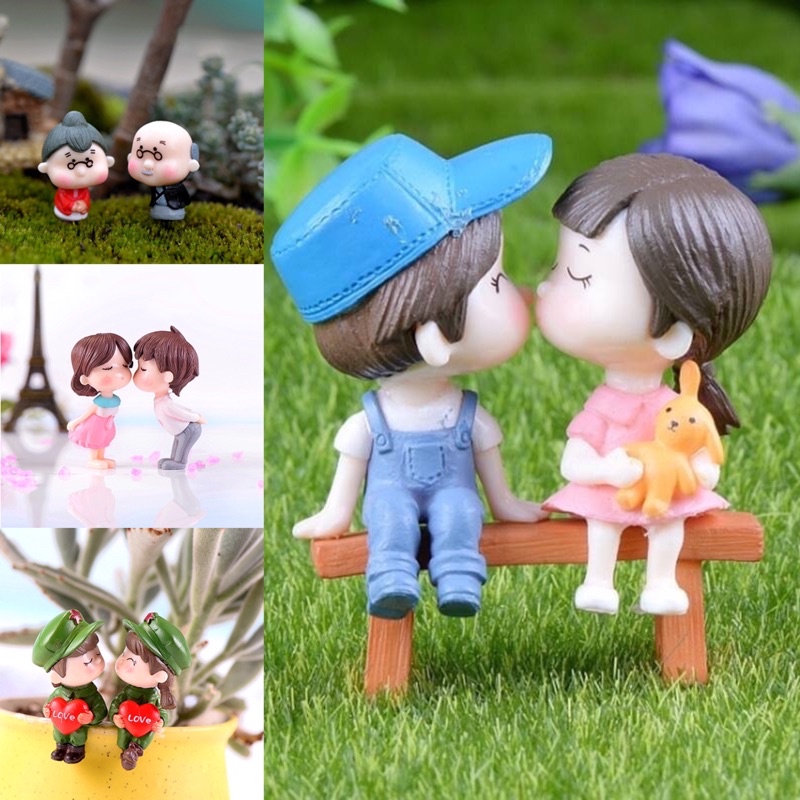 ภาพหน้าปกสินค้าคู่รักเรซิ่น ตุ๊กตาแต่งสวนถาด สวนจิ๋ว