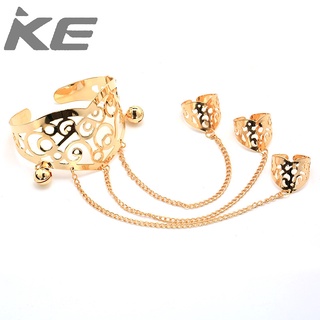 Punk ring and finger bracelet 4-piece set Siamese hollow exaggerated open ring female trend fo