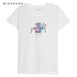 เสื้อยืดสีขาวGIORDANO【Online Exclusive】เสื้อยืดผู้หญิง แขนสั้น Womens Cotton Tee 13391009