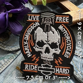 Harley ตัวรีดติดเสื้อ อาร์มรีด อาร์มปัก ตกแต่งเสื้อผ้า หมวก กระเป๋า แจ๊คเก็ตยีนส์ Racing Embroidered Iron on Patch 1