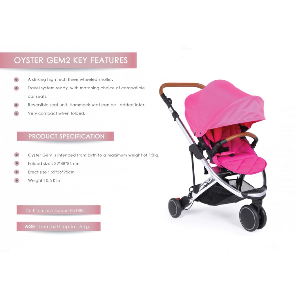 oyster-gem2-stroller-pure-silver-รถเข็นเด็ก-แบรนด์-oyster-รุ่น-gems2-สี-pure-silver